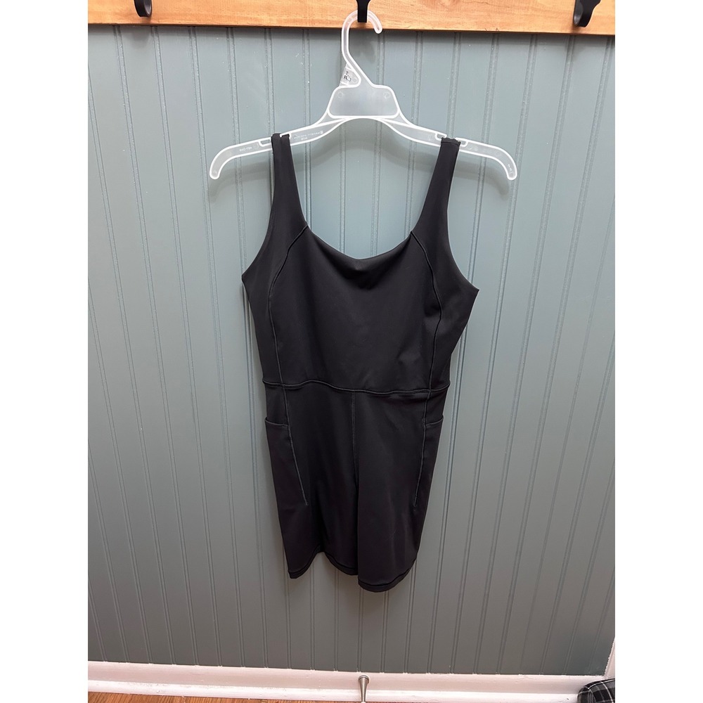 Calia by Carrie Underwood Black Athletic Romper Bodysuit Women Size M Open Back